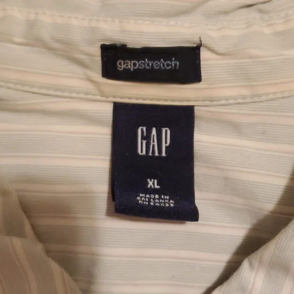 GAP stretch blue and white striped long sleeve button front shirt - Picture 4 of 6